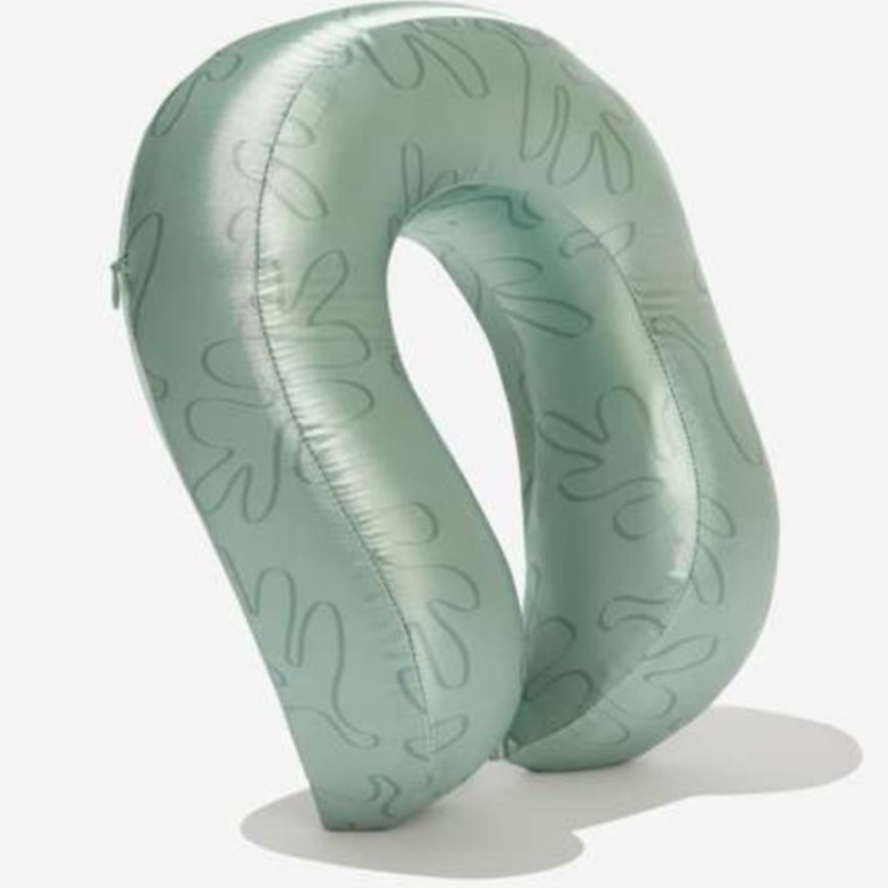 NWT Lost + Wander Satin Travel Neck Pillow in Sage Mint Green